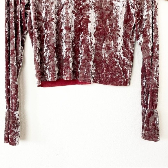 Zara W/B Collection Metallic Red Velvet Crop Top L Large - Picture 6 of 8